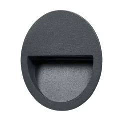 Lucande Lámparas Loya Round Exterior Luz De Pared Empotrada Dark Grey - Lucande