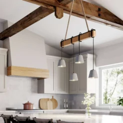 Lucande Lámparas Hakona 4 Lámpara Colgante Concrete/Wood - Lucande -Lucande Tienda de ventas 42510965699952