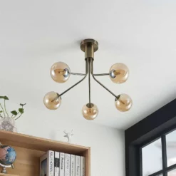 Lucande Lámparas Wynina 5 Lámpara De Techo Brass/Amber - Lucande -Lucande Tienda de ventas 42519117044883