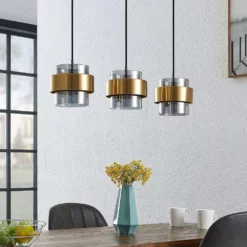Lucande Lámparas Ikibare 3 Lámpara Colgante Black/Brass/Smoke - Lucande -Lucande Tienda de ventas 42519117132203