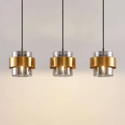 Lucande Lámparas Ikibare 3 Lámpara Colgante Black/Brass/Smoke - Lucande -Lucande Tienda de ventas 42519117132205