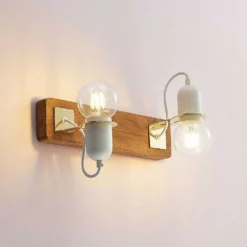 Lucande Lámparas Becky Aplique De Pared Wood/White/Brass - Lucande -Lucande Tienda de ventas 42519117136714