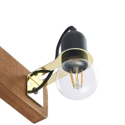 Lucande Lámparas Becky Aplique De Pared Wood/Black/Brass - Lucande -Lucande Tienda de ventas 42519117136885