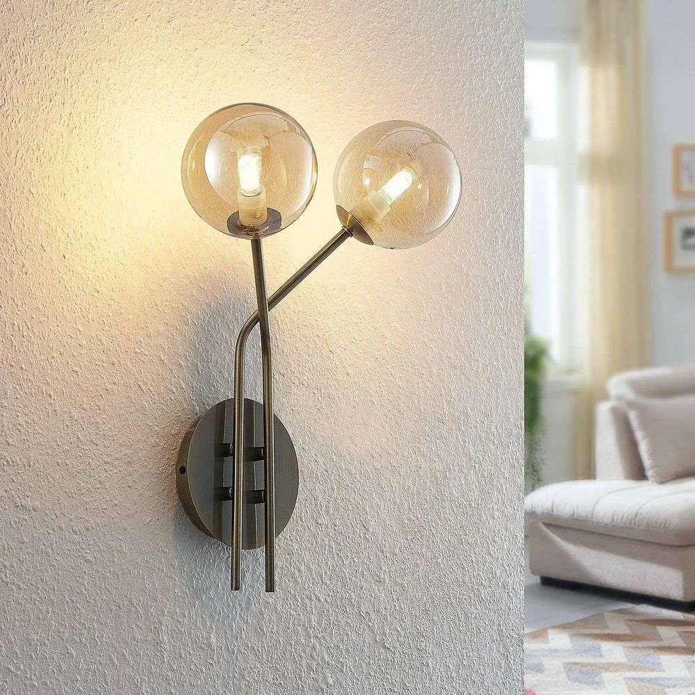Lucande Lámparas Wynina 2 Aplique De Pared Brass/Amber - Lucande 2 Lucande Lámparas Wynina 2 Aplique De Pared Brass/Amber - Lucande - Imagen 2